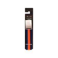 orange and navy striped fabric belt